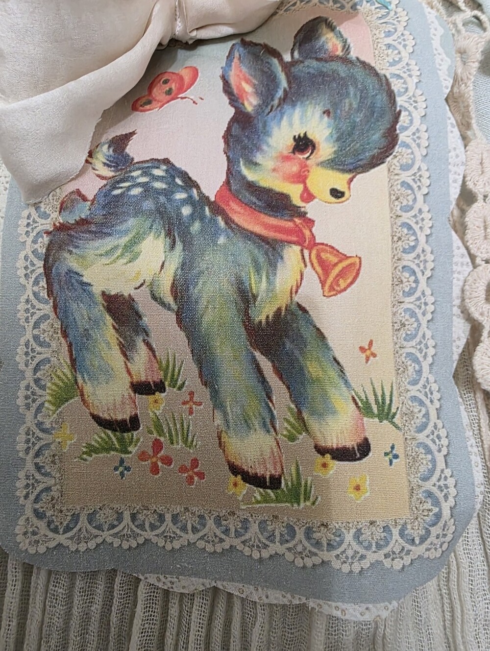 JABOT 🩷 SWEET DEER MOSSIE ANNA ARTISAN DESIGN 🩷OOAK - Picture 3 of 10